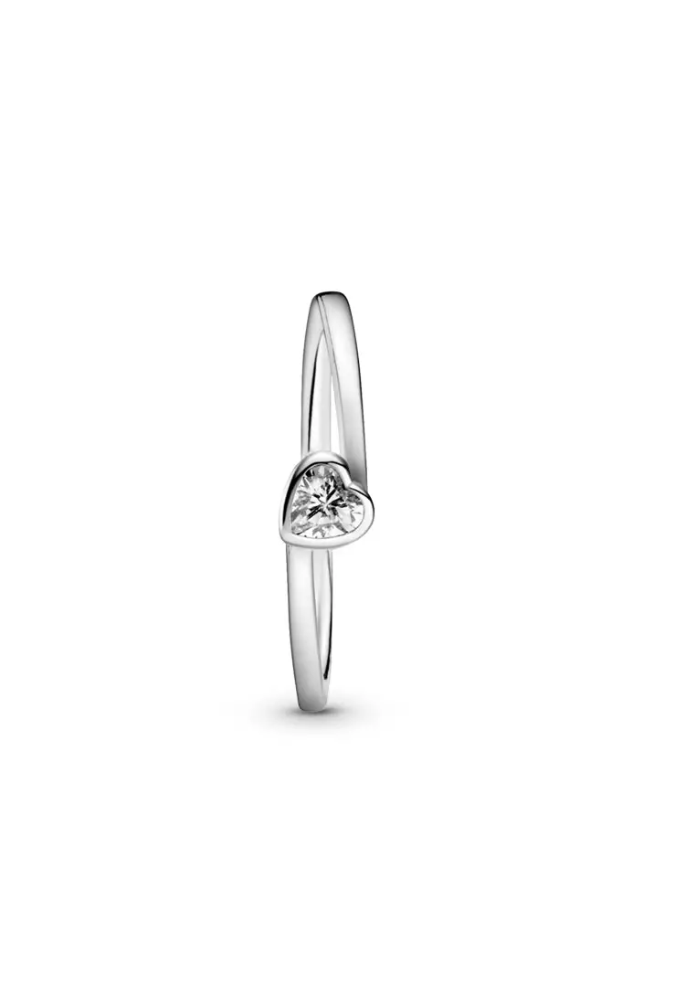 Pandora Clear Tilted Heart Solitaire Ring