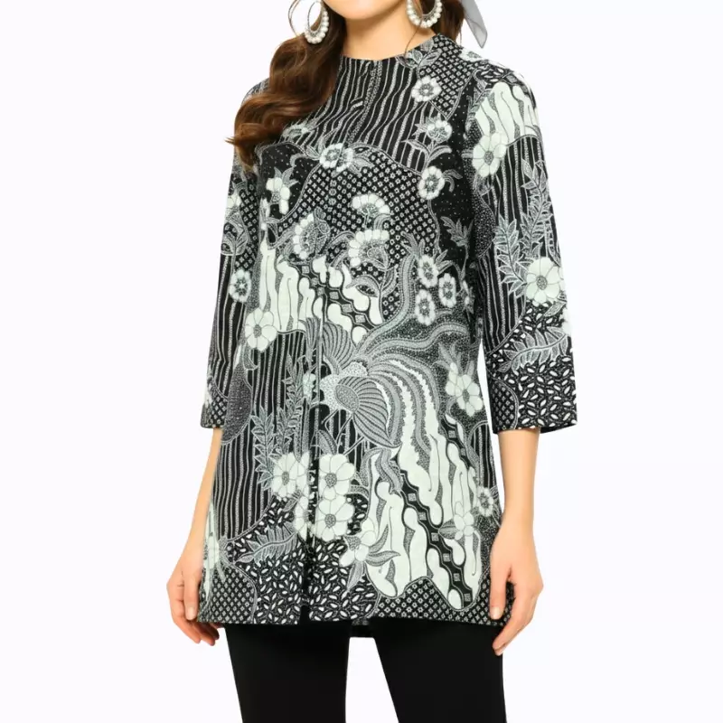 Tunik Batik Wanita - Bhatara Batik Zahra - Atasan Batik Modern Lengan Panjang