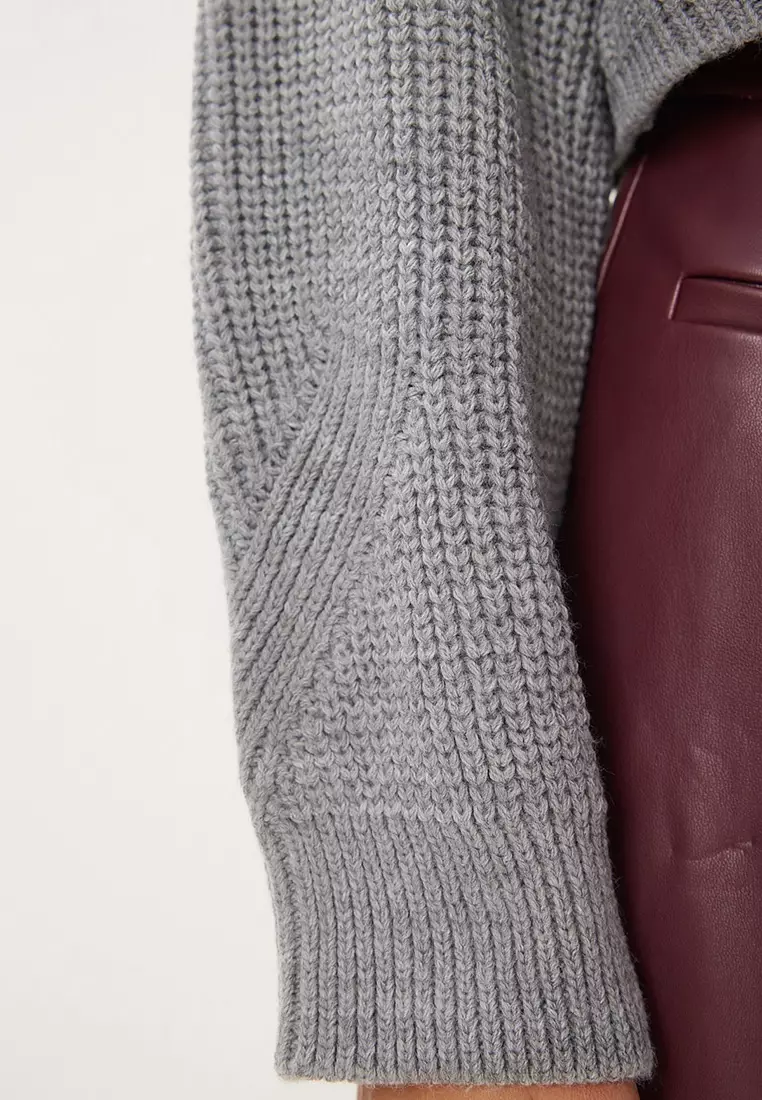 Zippered Turtleneck Knitwear Sweater