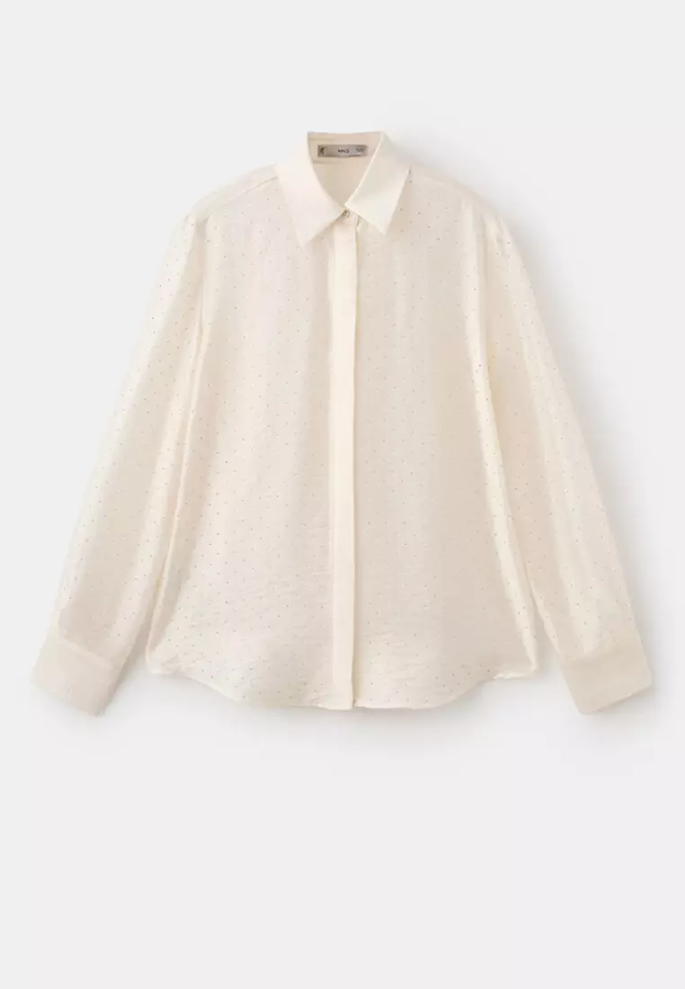 Satin Shirt with Rhinestones