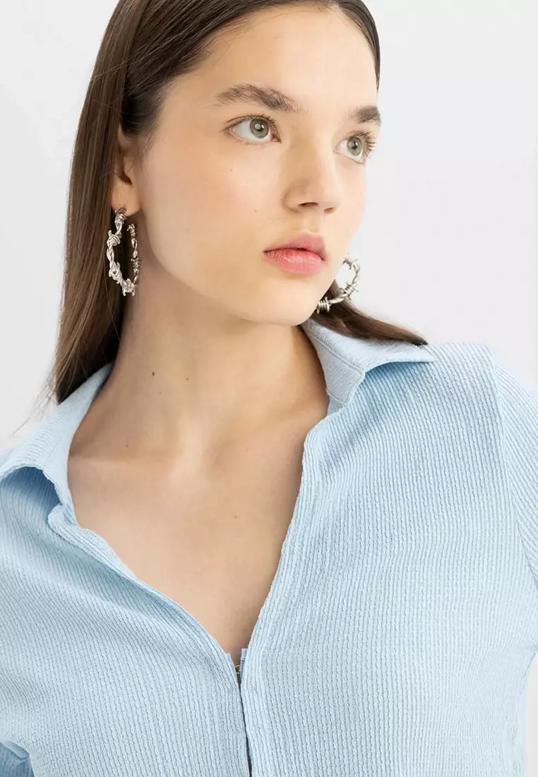 Textured Cropped Shirt