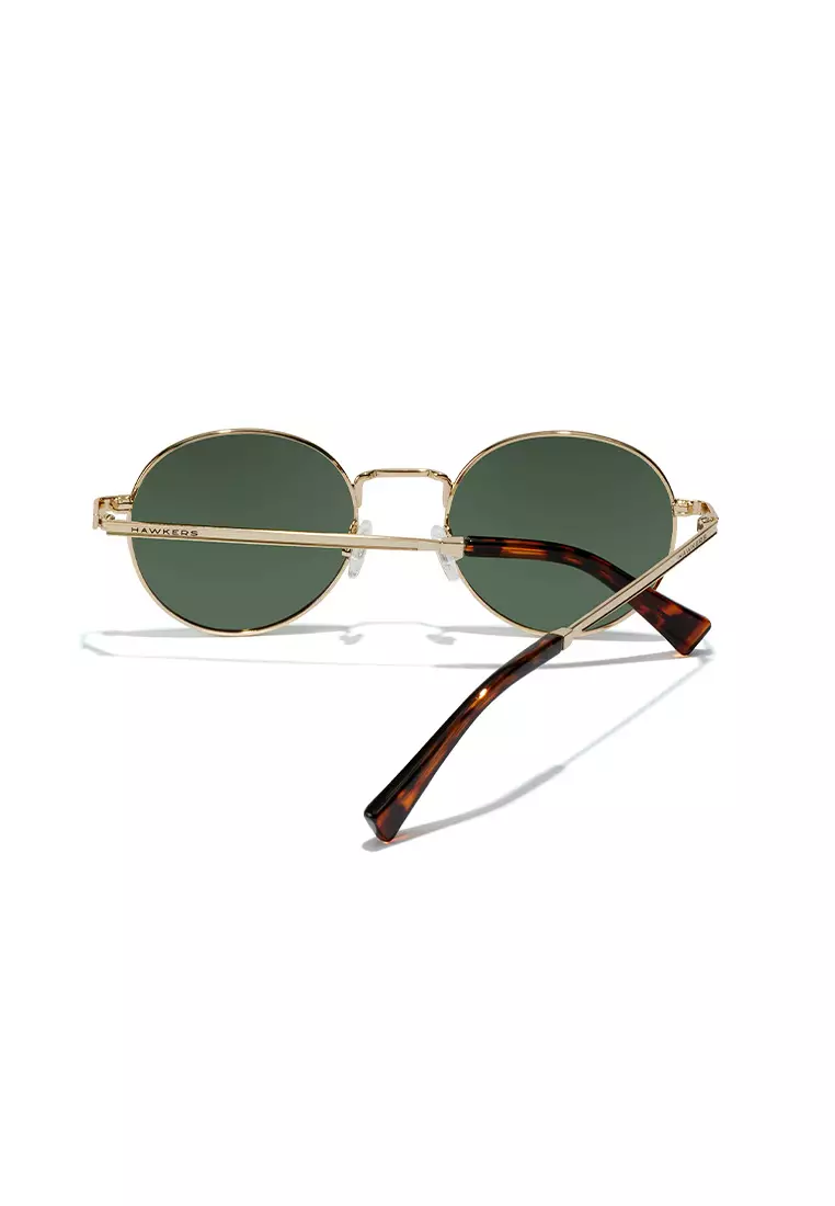 HAWKERS POLARIZED Gold Green MOMA Sunglasses for Men and Women, Unisex. UV400 Protection. Official Product designed in Spain