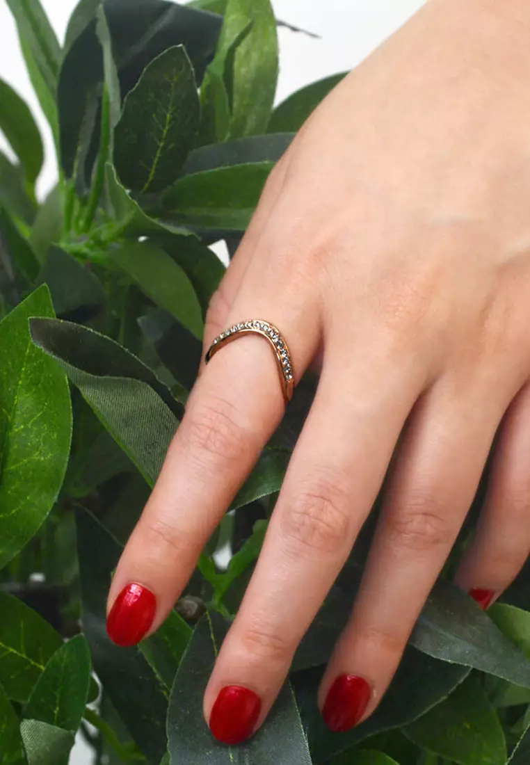 Contortion Ring in Rose Gold Embellished with Swarovski crystals