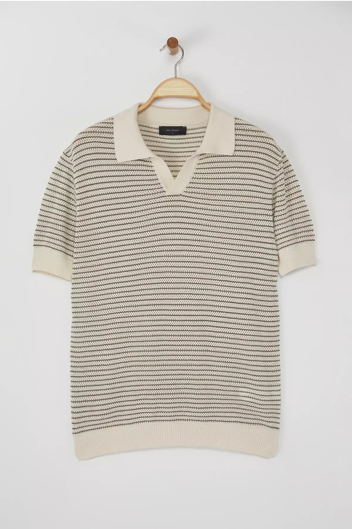 Striped Knit Polo Shirt