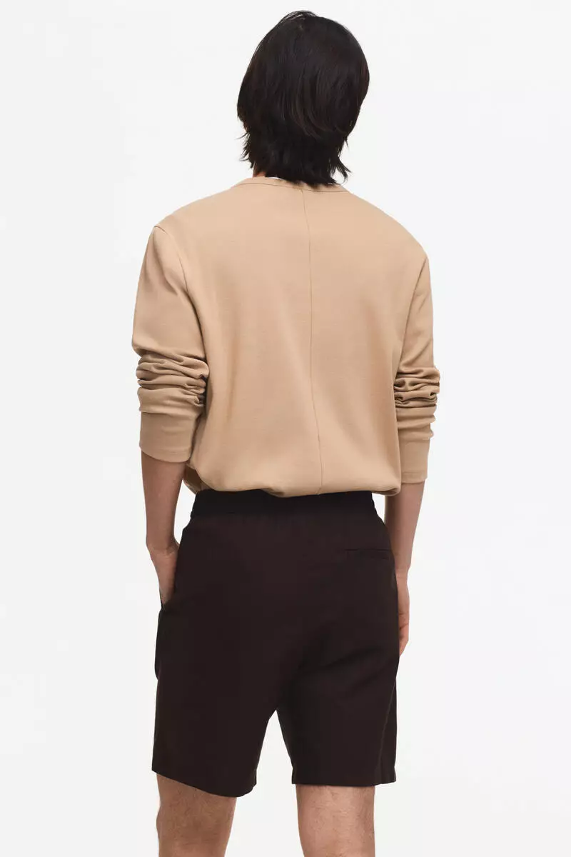 Regular Fit Linen-blend shorts