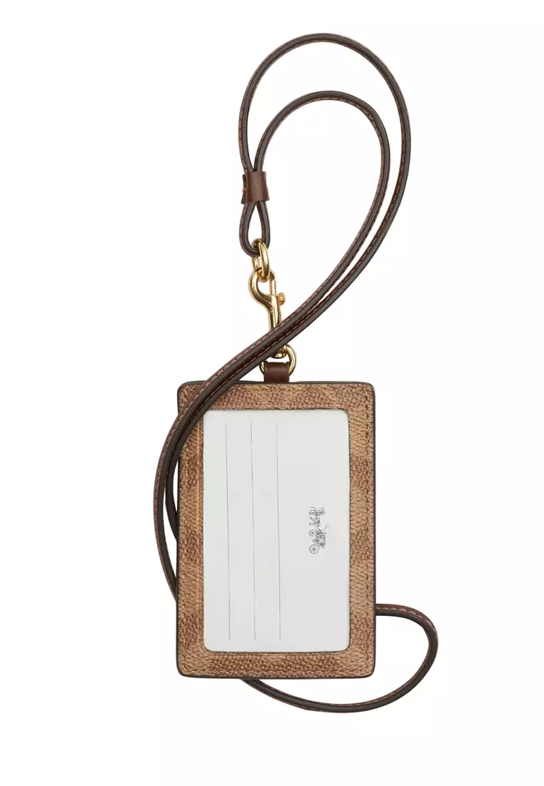 ID Lanyard In Signature Canvas - Tan/Brown