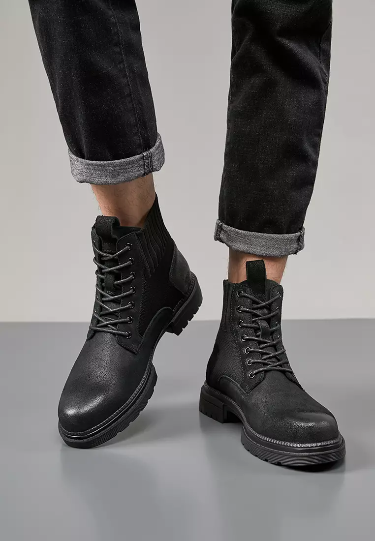 Vintage cow suede Martin boots