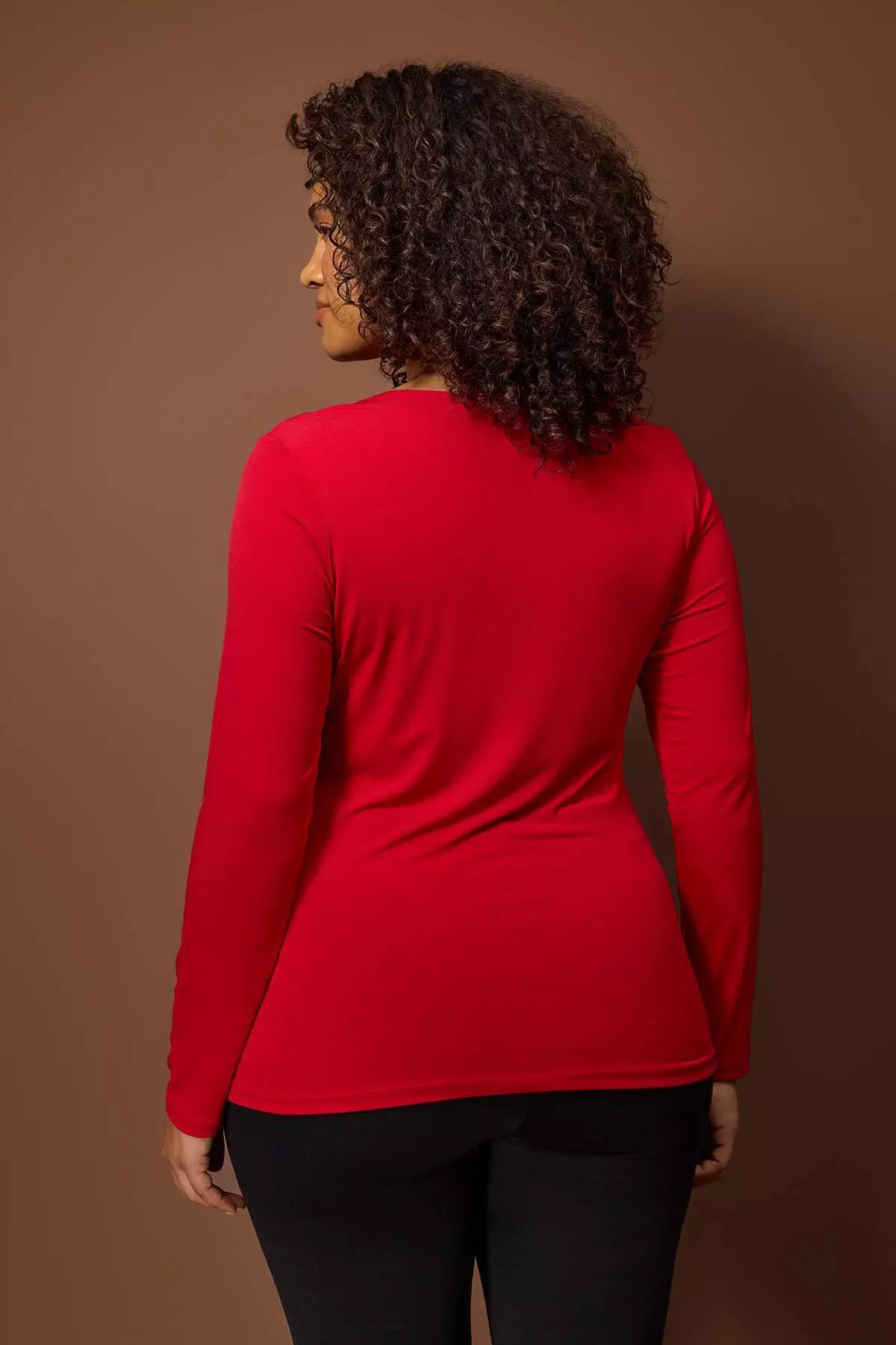 Red Asymmetric Collar Accessory Detail Knitted Plus Size Blouse Tbbaw26Af00010