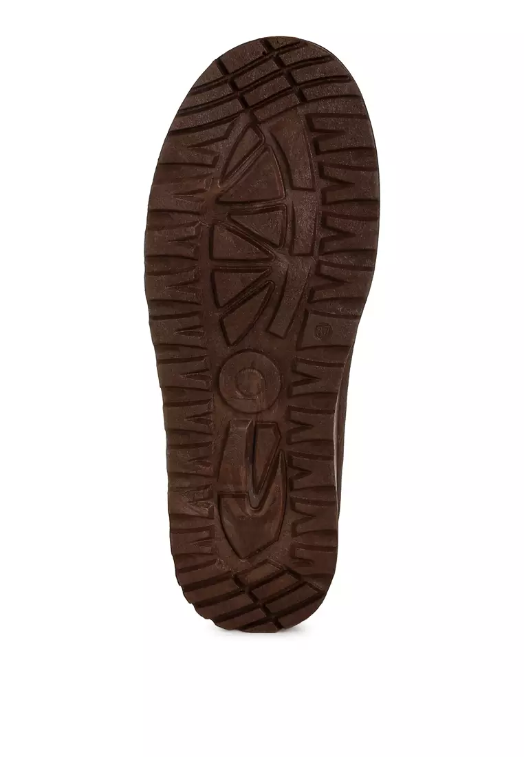 Embroidered Platform Classic Slip-On in Brown