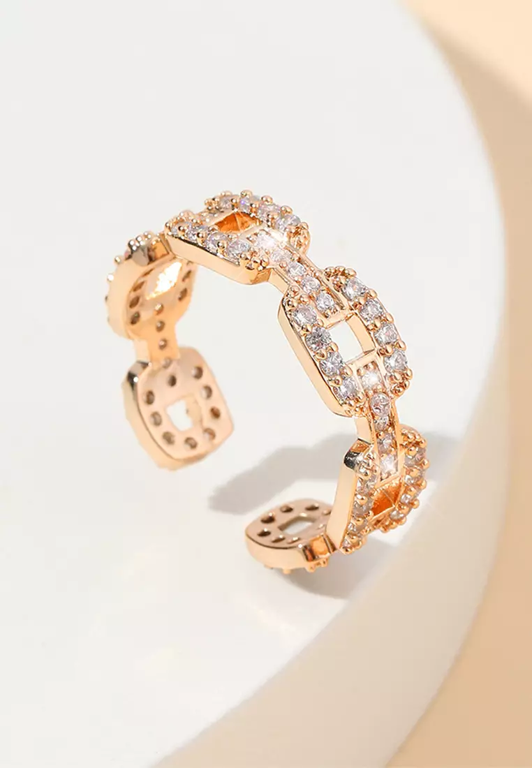 Cincin Wanita Korea Berlian Ukuran Bebas Perhiasan Cewek Original