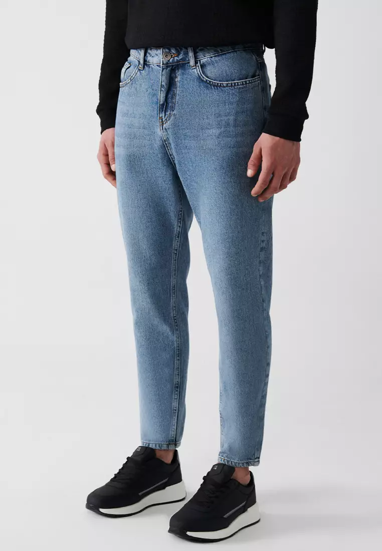 Buy Avva Mens Light Blue Oslo Random Wash Carrot Fit Jeans 2024 Online