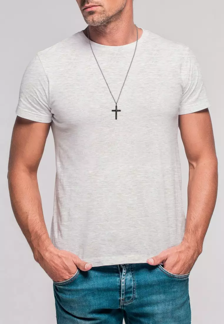 EXCLUSIVE Kalung Perhiasan Perak 925 Pria Chain Cross Oxide