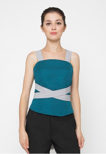 Evelyn Teal Cross Strap Camisole