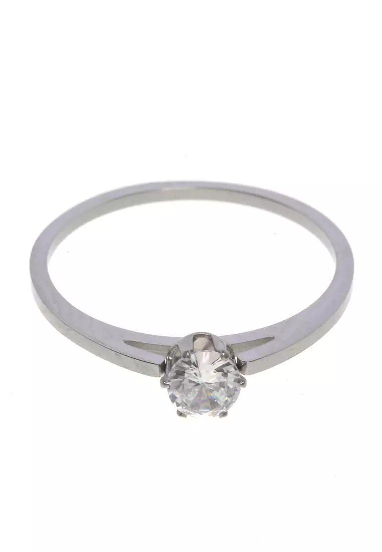 Cincin Diamond Aksesoris Wanita Fashion Ring Premium Quality - Silver