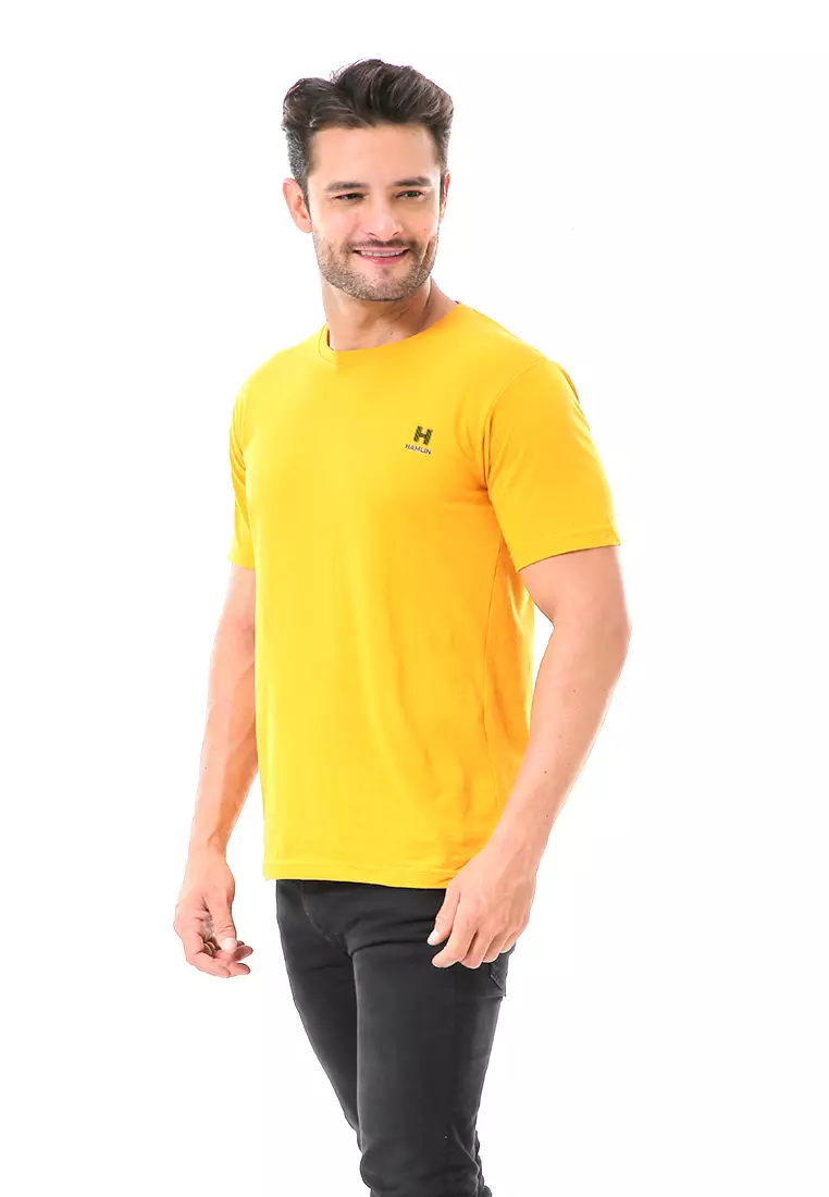 Aisley Atasan Pria Kaos Polos Lengan Pendek Casual T-Shirt Desain Simple Material Cotton ORIGINAL - Mustard