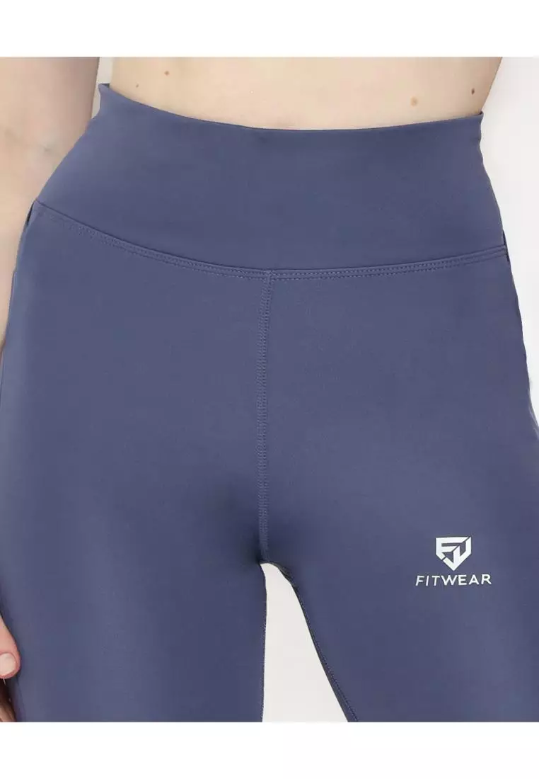 Fitwear -  Legging Pendek Olahraga Wanita KAGURA CROSS WAIST - MEDIUM WAIST - NAVY