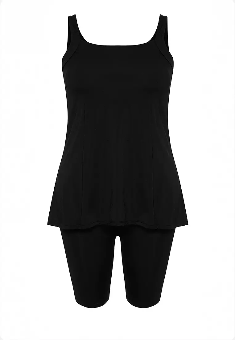 Square Neck Tankini Plus Size Swimsuit