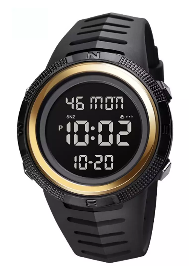 Jam Tangan Sporty Digital Pria Waterproof 50M Strap Tali Material PU BU09 ORIGINAL