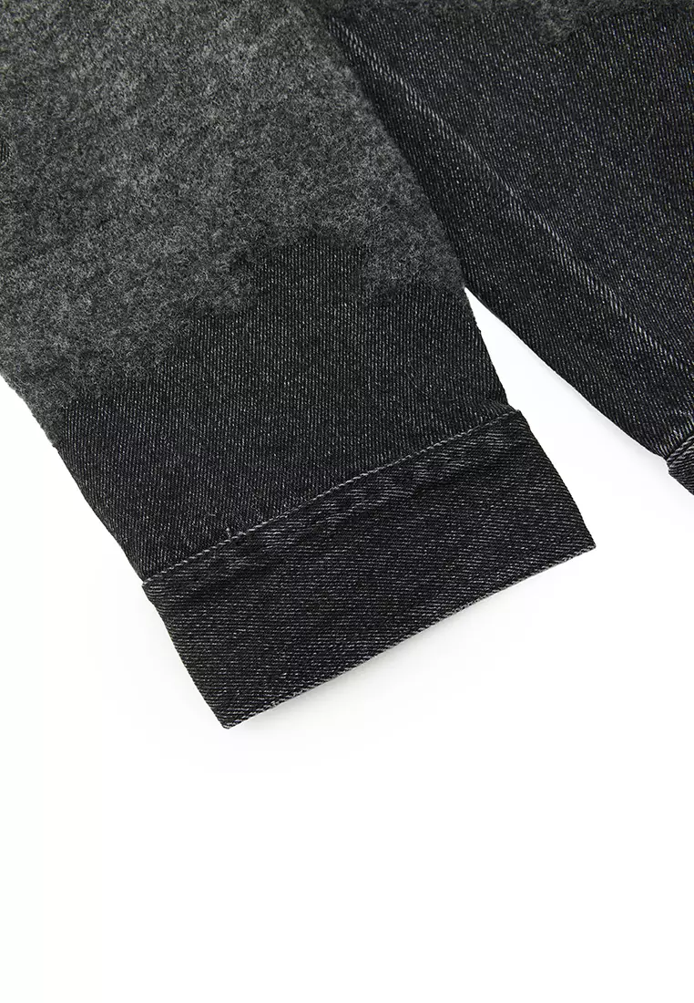 Sweater / Oversized Knitted Denim Panel Pullover