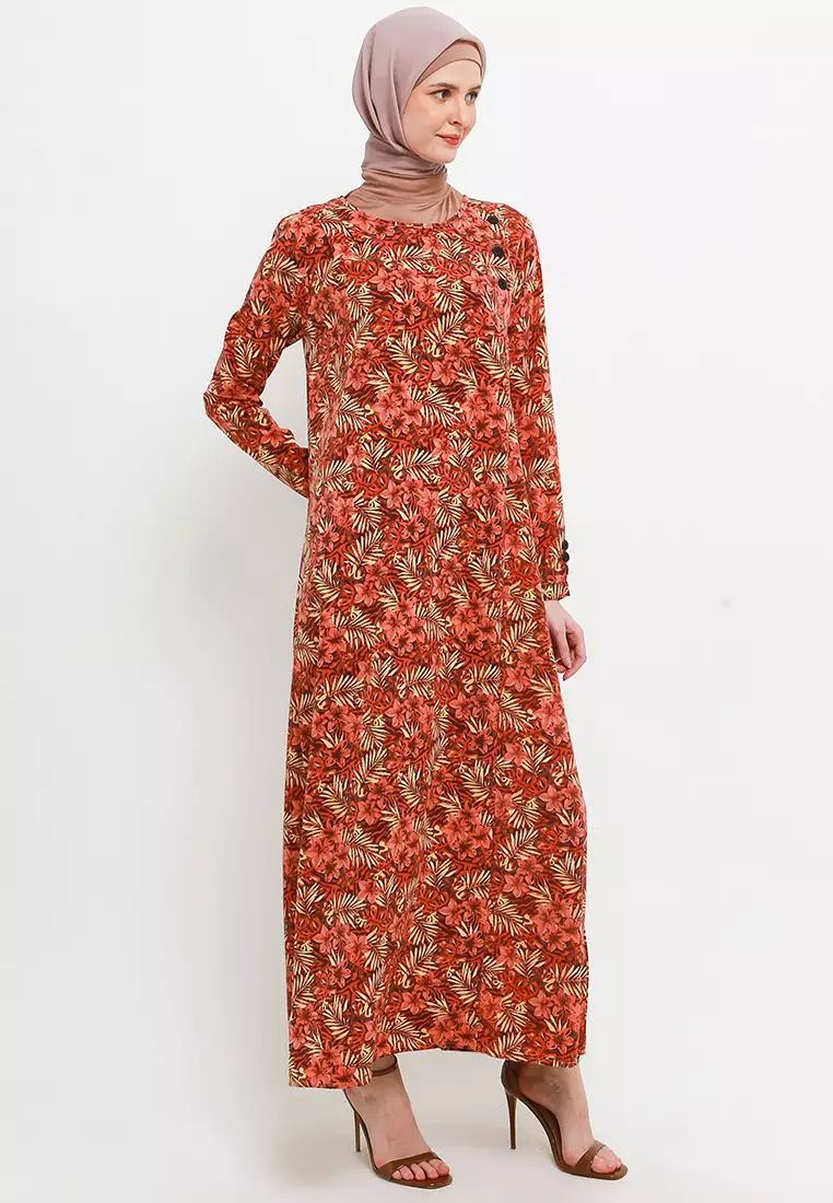 Jina Maxi Dress In Brown Floral Print