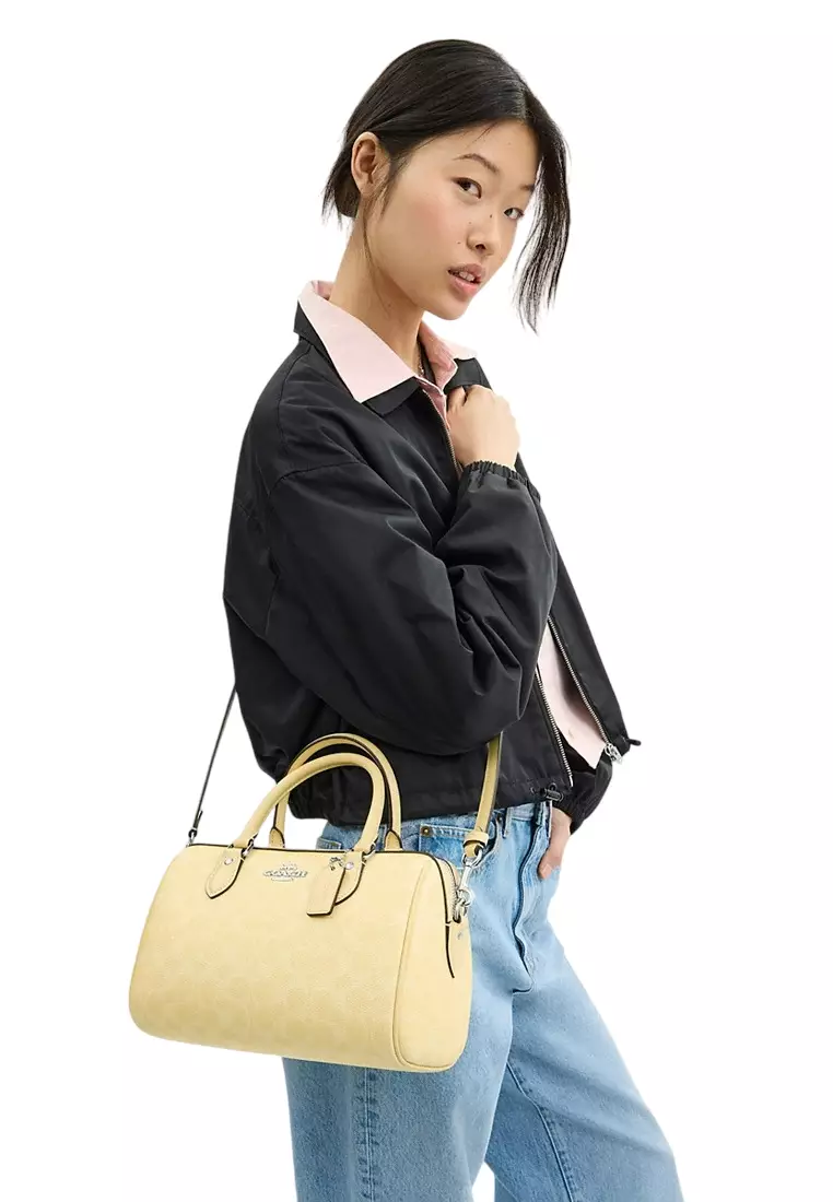 Coach Rowan Satchel Bag In Signature Canvas - Yellow