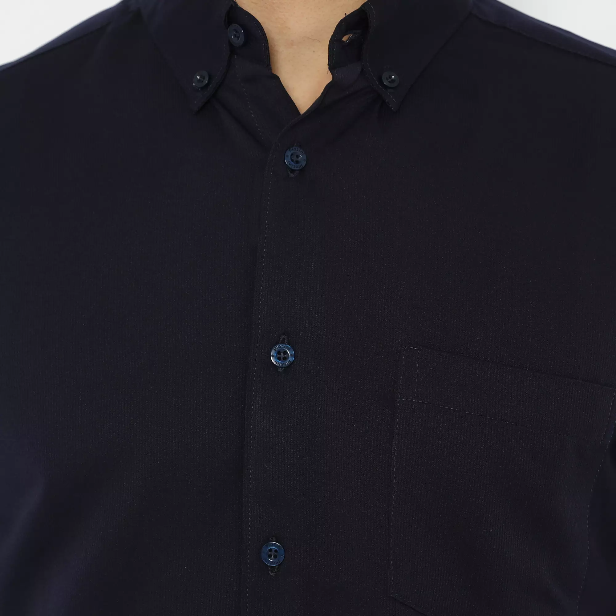 Platini Kemeja Polos Basic Pria Pendek Polinosic Navy 63104