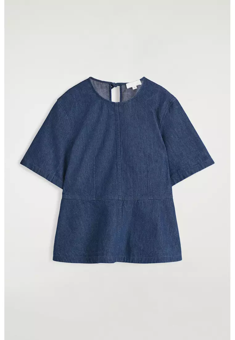DENIM PEPLUM TOP