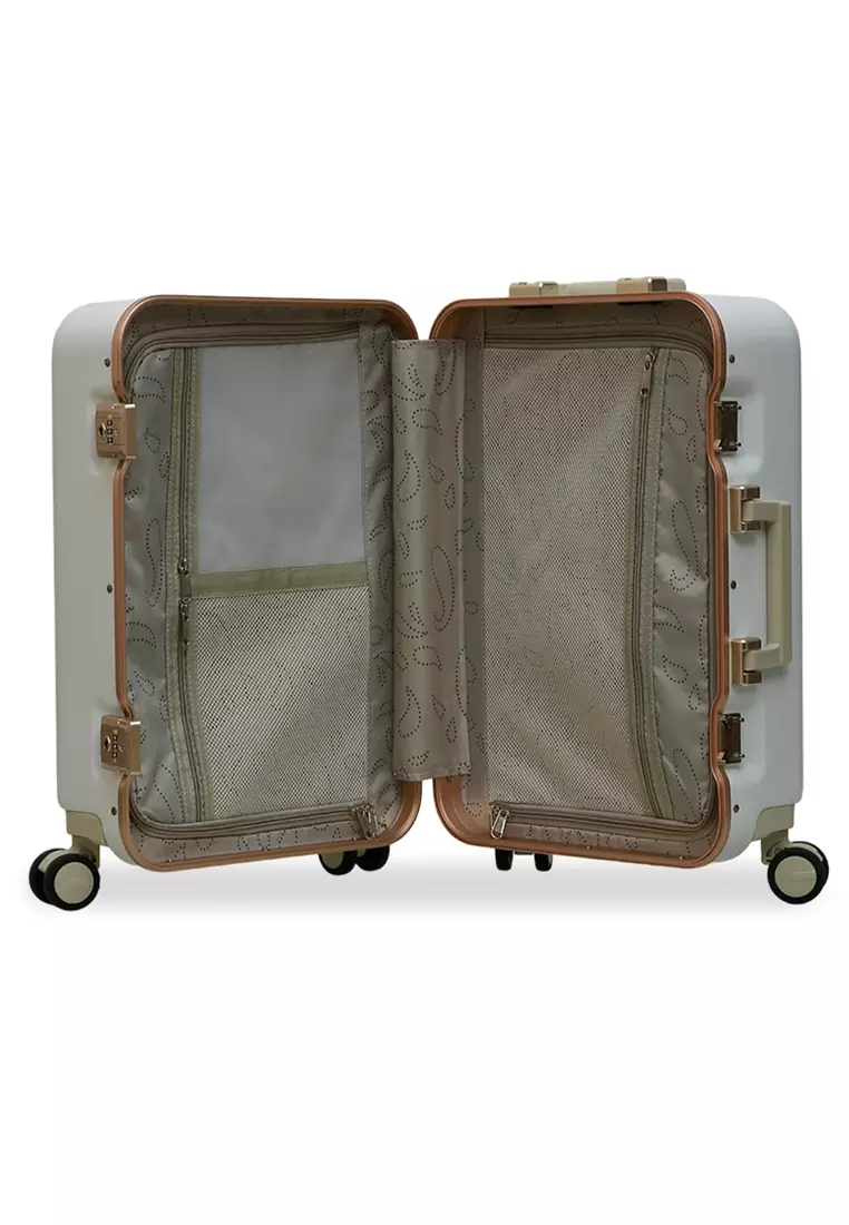 Carlton Tas Koper Alumunium Frame Size 20 Inch Travel Bag Unisex Large Compartment TSA Lock Material Polycarbonate ORIGINAL - White