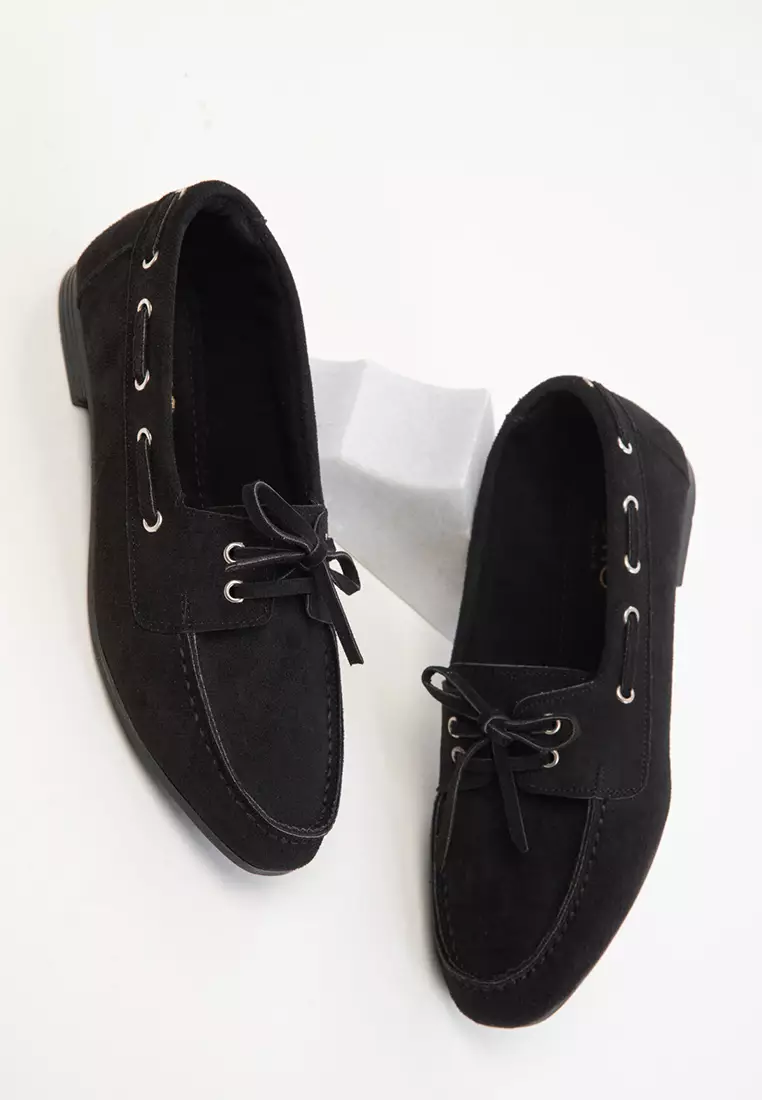 Black Suede Loafer Women's Shoes 20481
