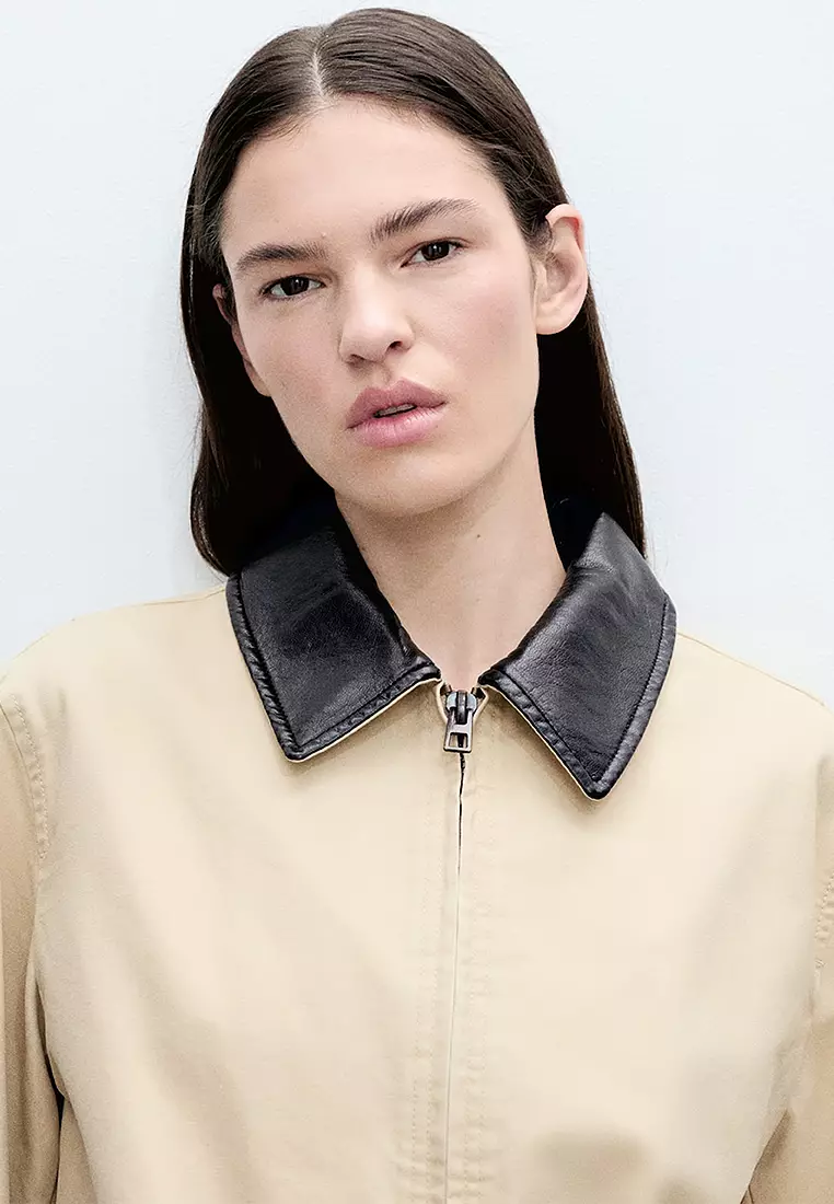 Cotton Jacket With Contrasting Collar