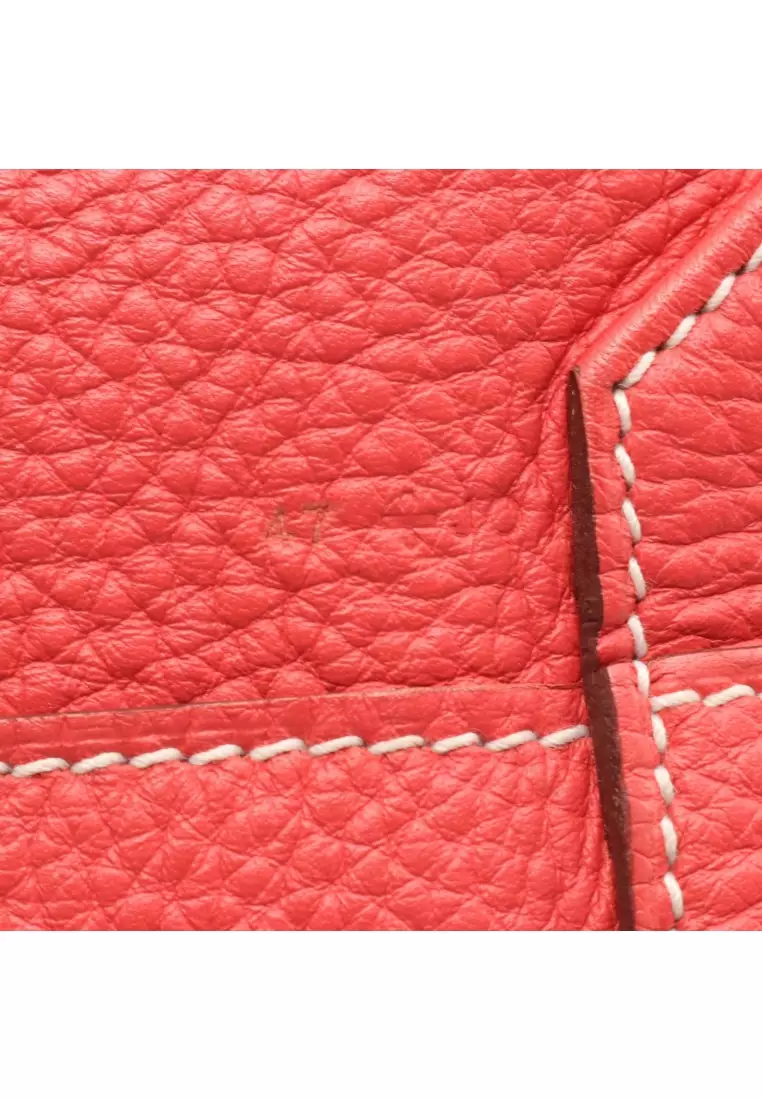 Pre-Loved Hermès double sense 45 bougainvillea Ruby Handbag tote bag Clemence leather pink Bordeaux reversible □JO刻印