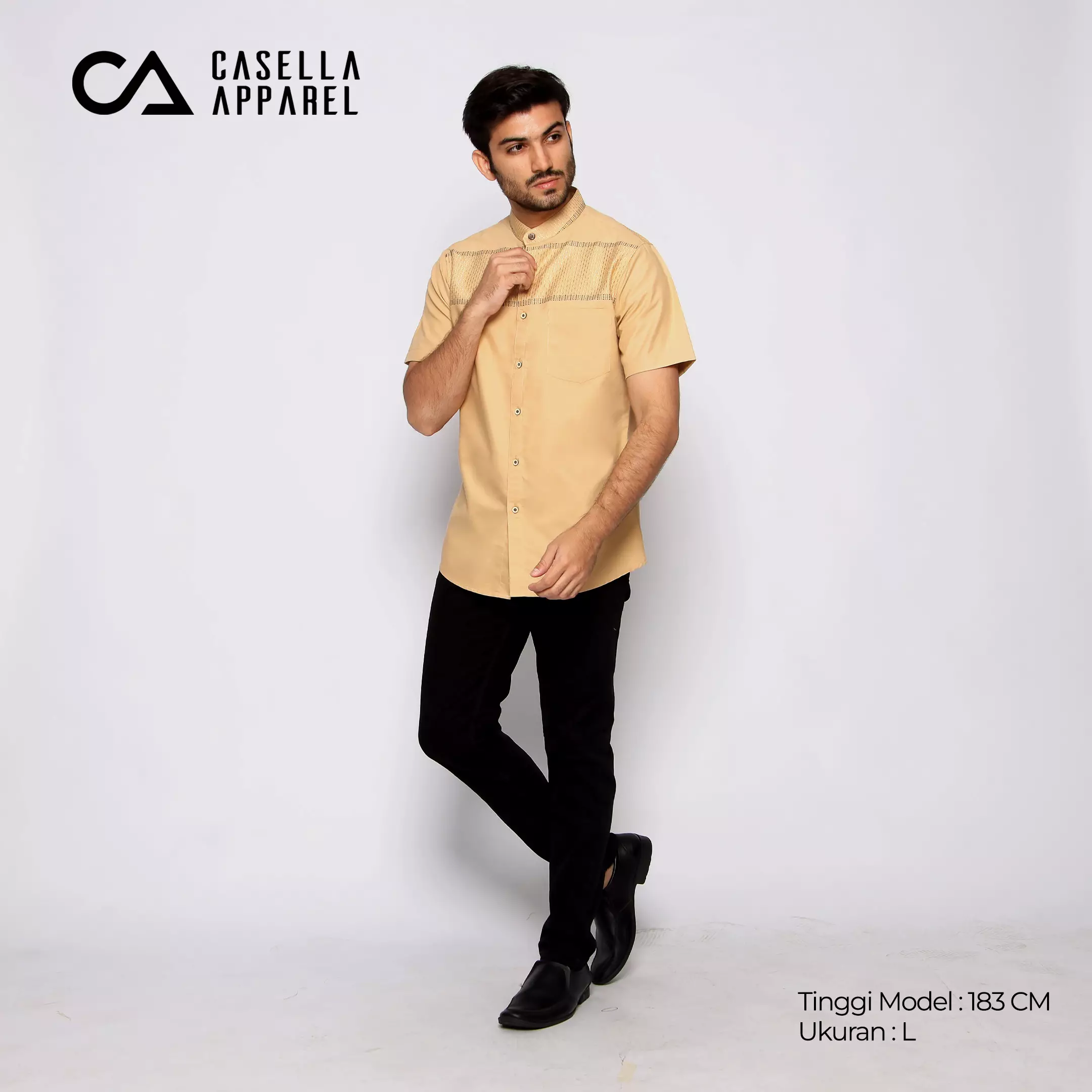 Casella Baju Koko Pria Lengan Pendek Exclusive Premium Horizontal Hadid 4047 Gold