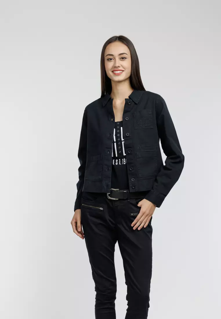 Harley davidson clearance black denim jacket