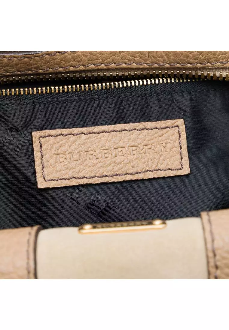 Pre-Loved Burberry Suede Trimmed Canvas Nevinson Bowling Bag