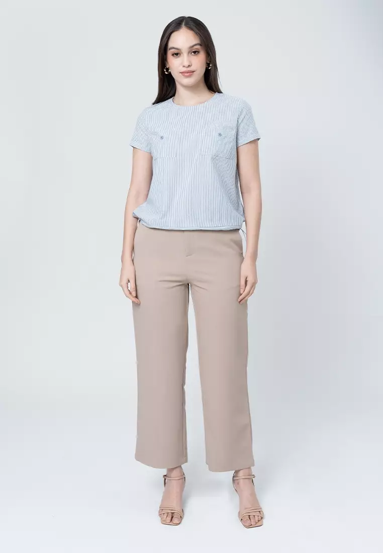 Joyce Stripes Top with Drawstring Hem