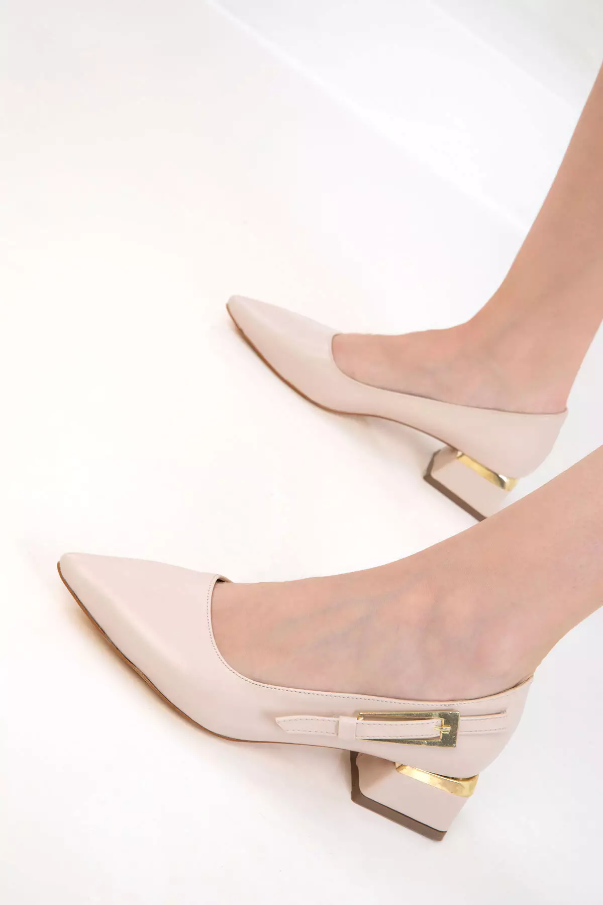 Beige Women's Classic Heeled Shoes 20366