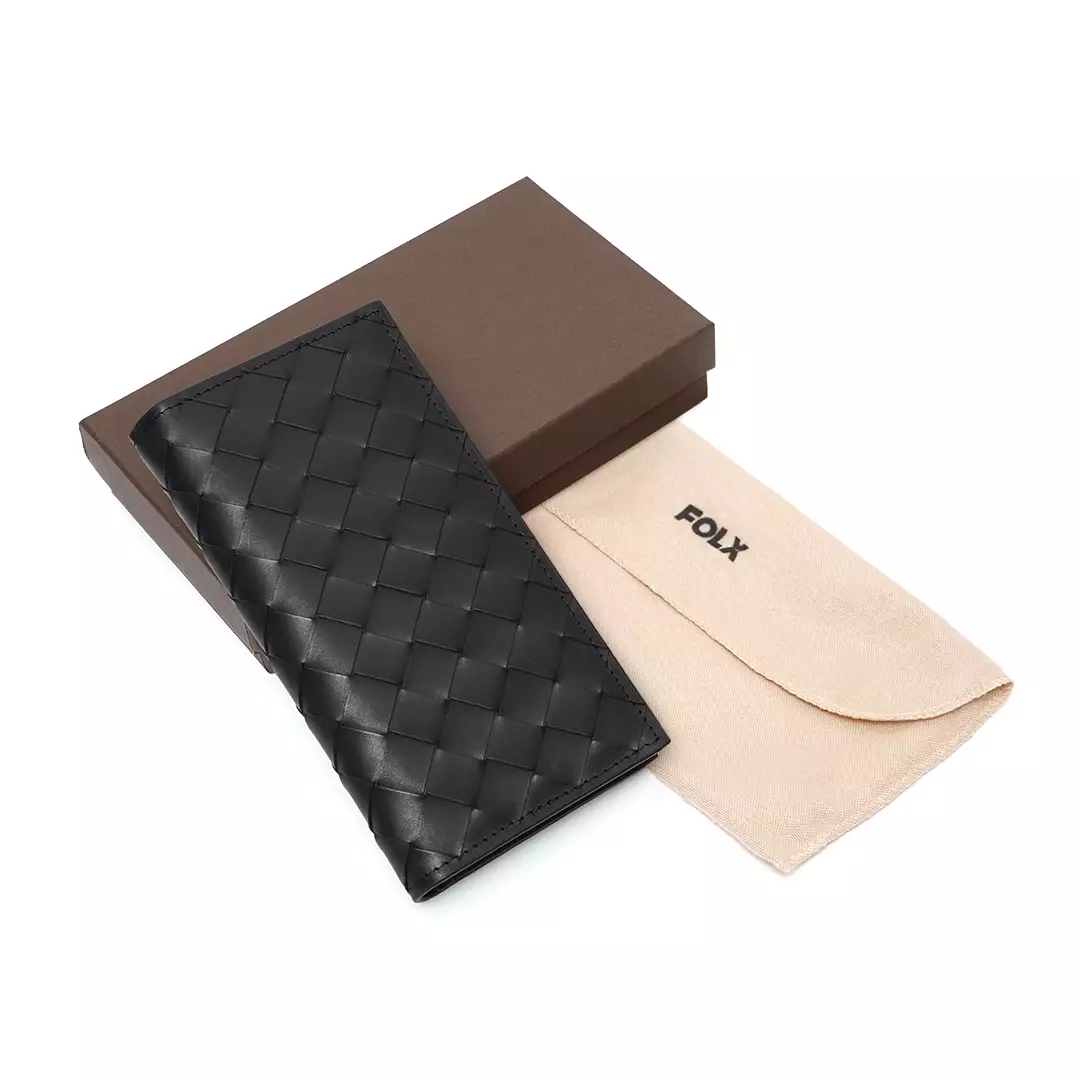 Medium Intrecciato Long Wallet Black