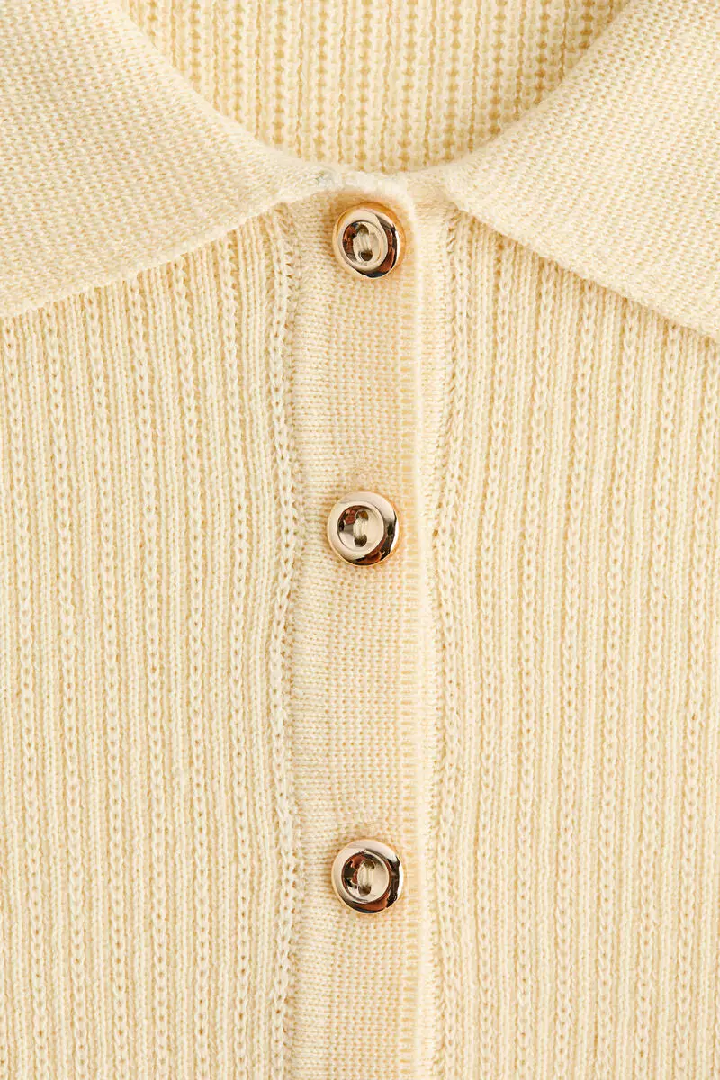 Rib-knit collared top