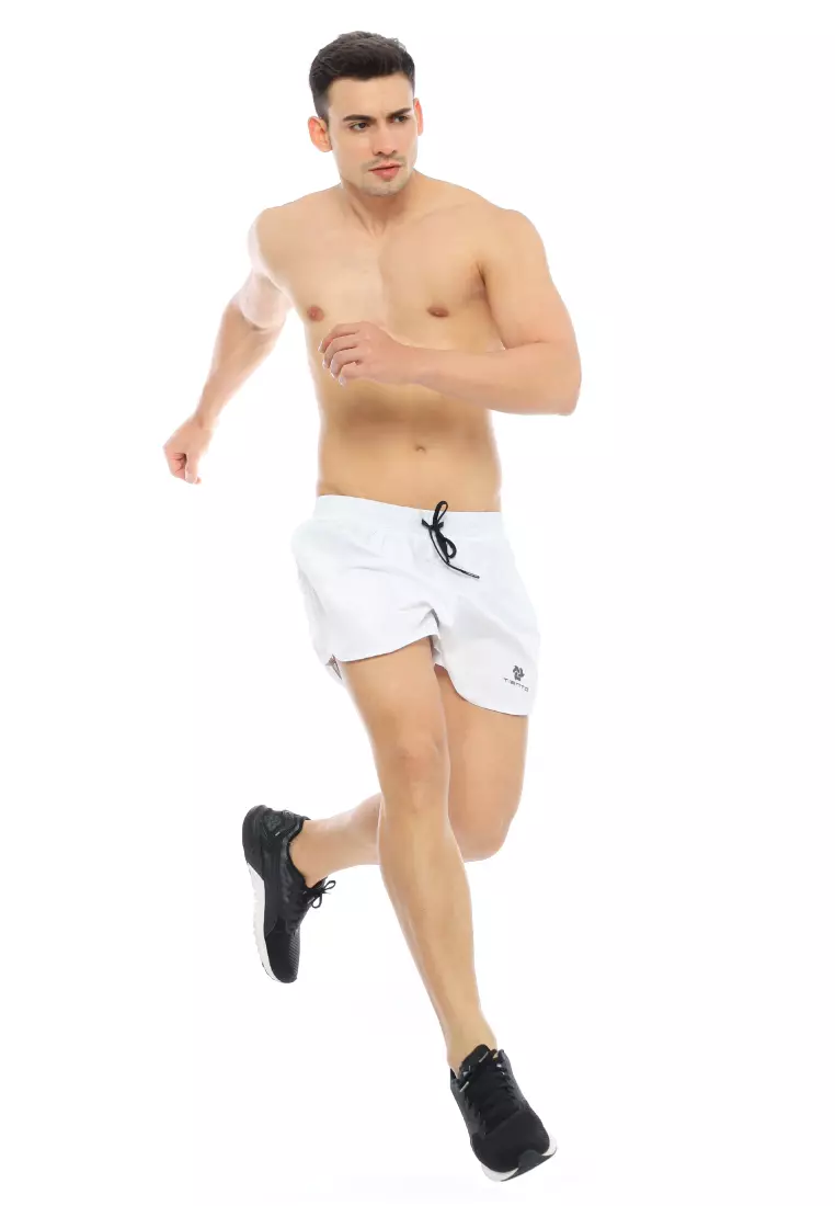 Tiento Short Pants Sporty Exo Series Black Celana Pendek Fitness Olahraga Gym Lari Putih