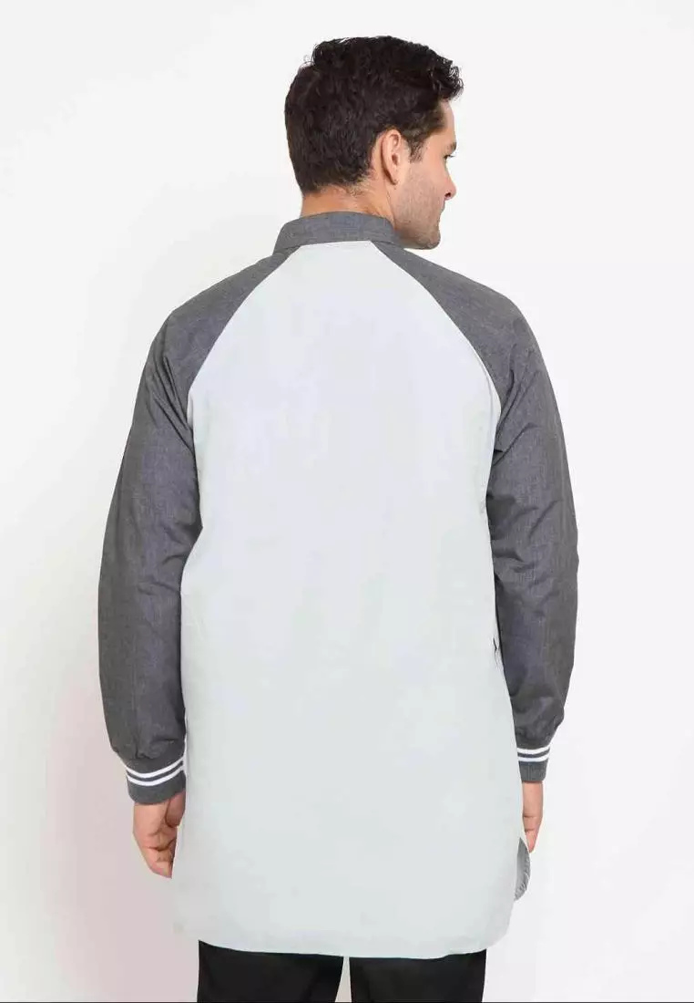 Zayidan Baju Koko Gamis Muslim Pria - Bariq Ribs Silver