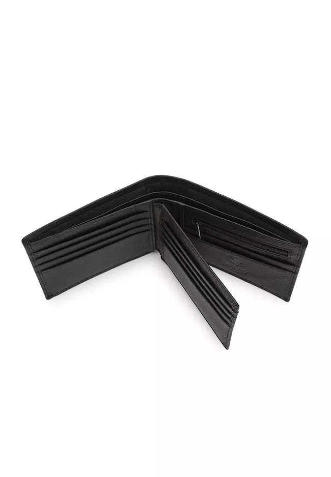 Genuine Leather RFID Blocking Short Wallet - Black