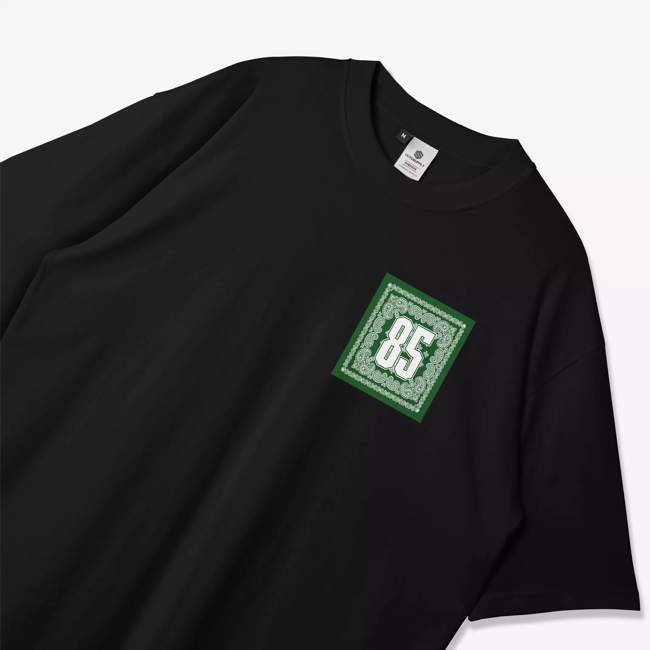 OOTDSUPPLY Oversized Tshirt Green Paisley White & Black l Kaos Oversize Pria dan Wanita OVZ144