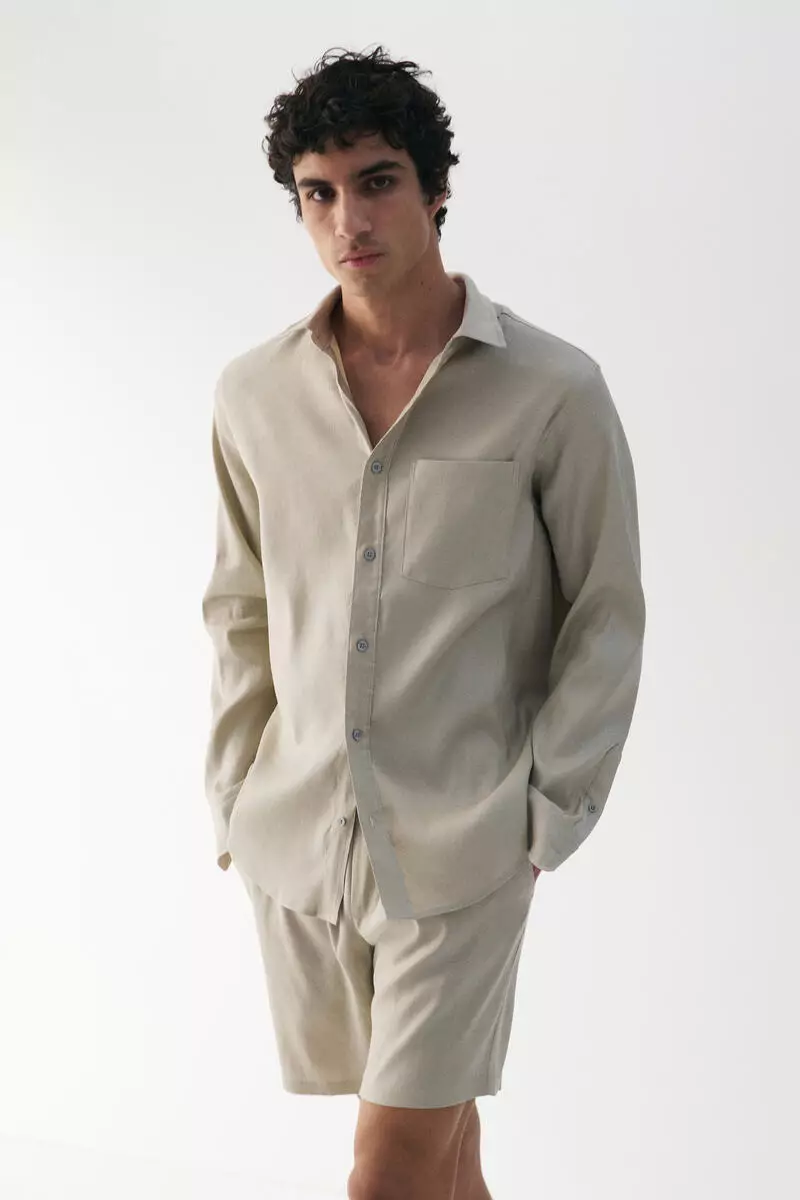 Relaxed Fit Linen-blend shorts