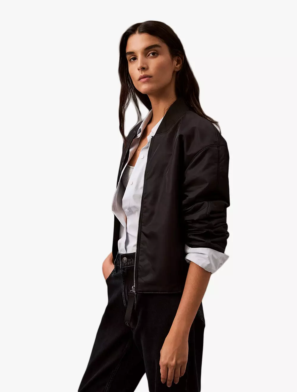 Calvin Klein - Padded Nylon Bomber Jacket - Black - black
