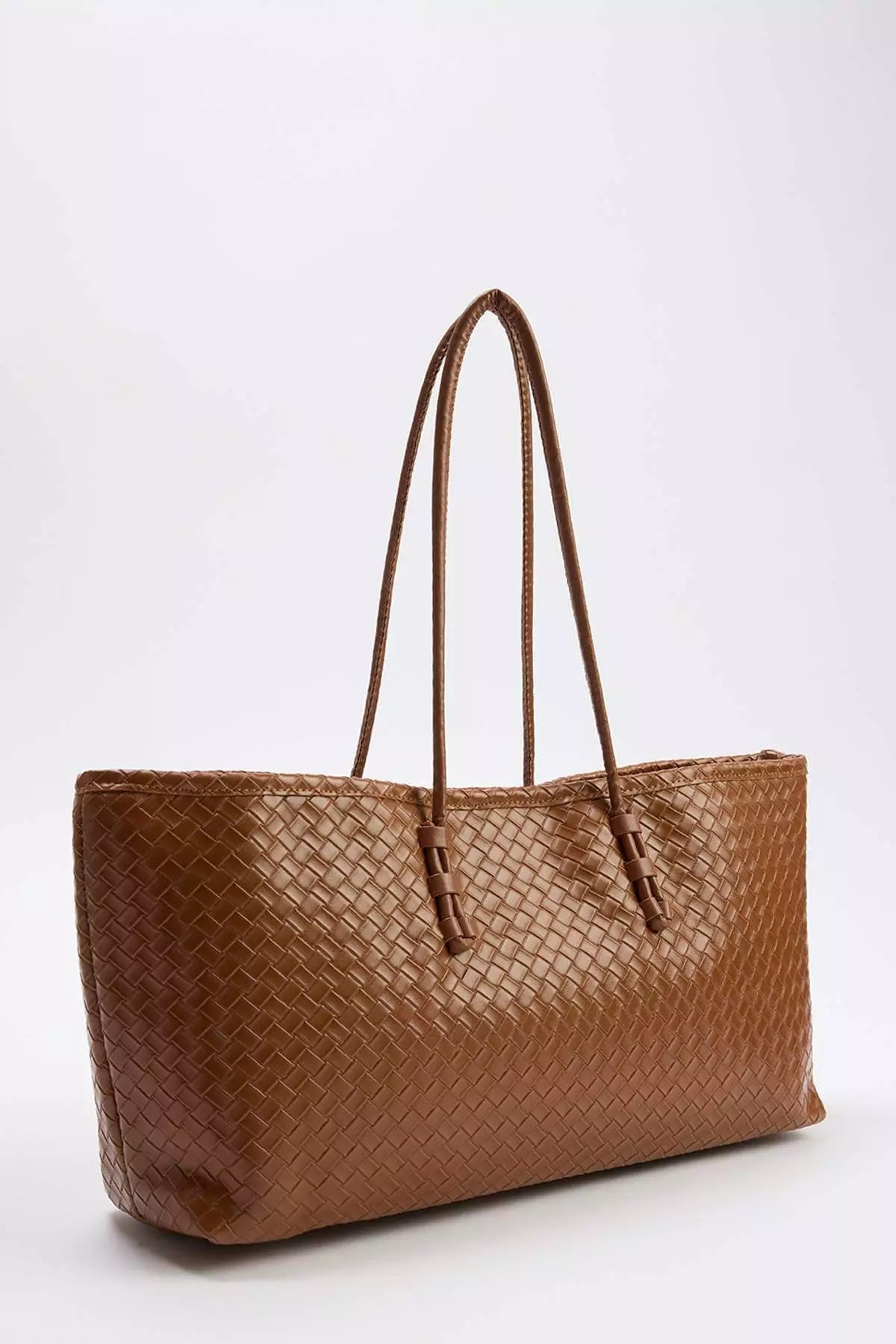 Tile Brown Knitted Detailed Women'S Midi Shoulder Bag Takss26Oc00025