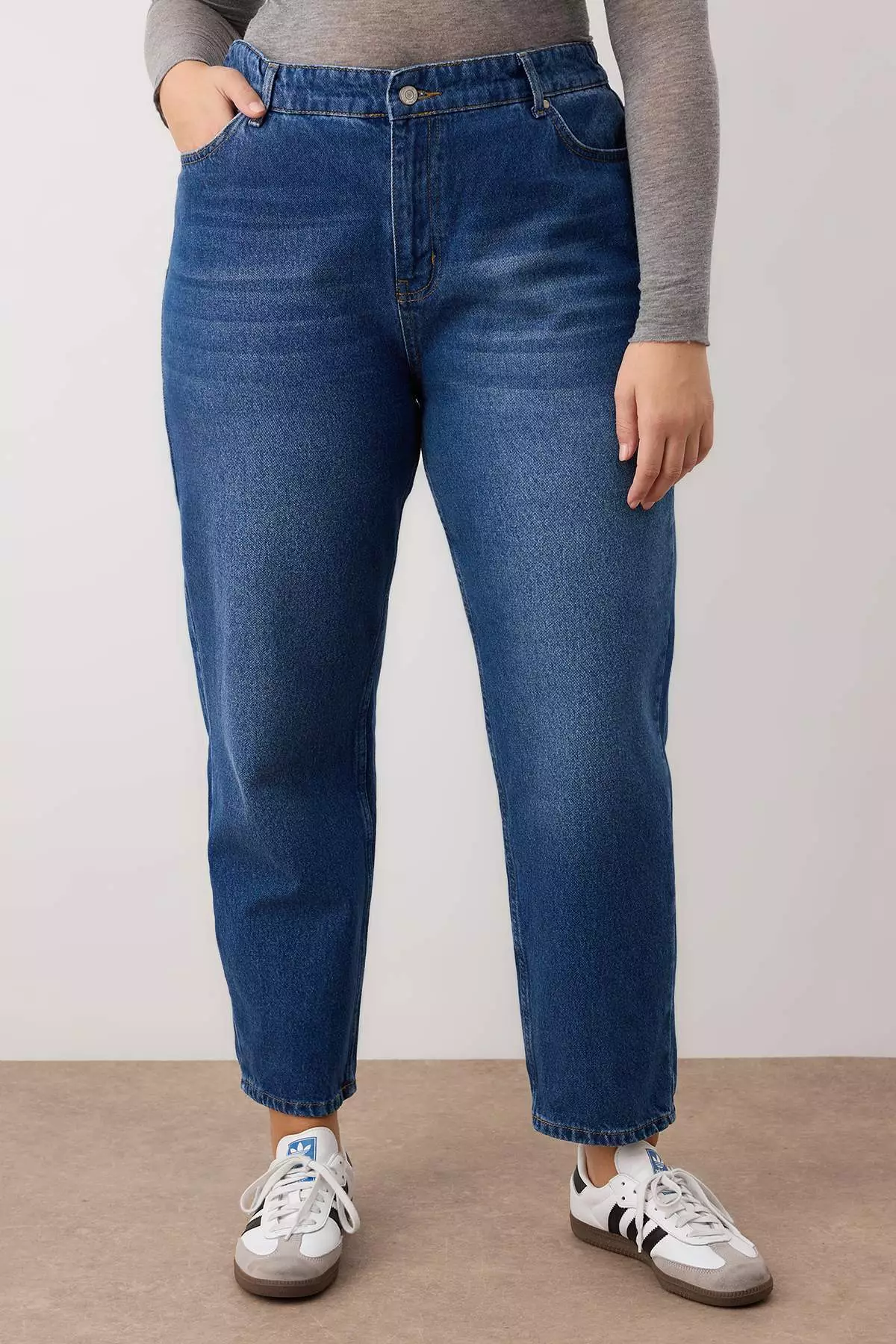 Dark Blue Blue High Waist Mom Fit Jeans