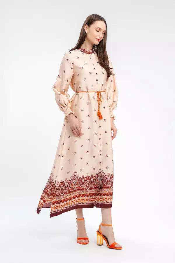 MINIMAL - Salma - Gamis Motif Etnik - Pink Light Colour Pink_Light