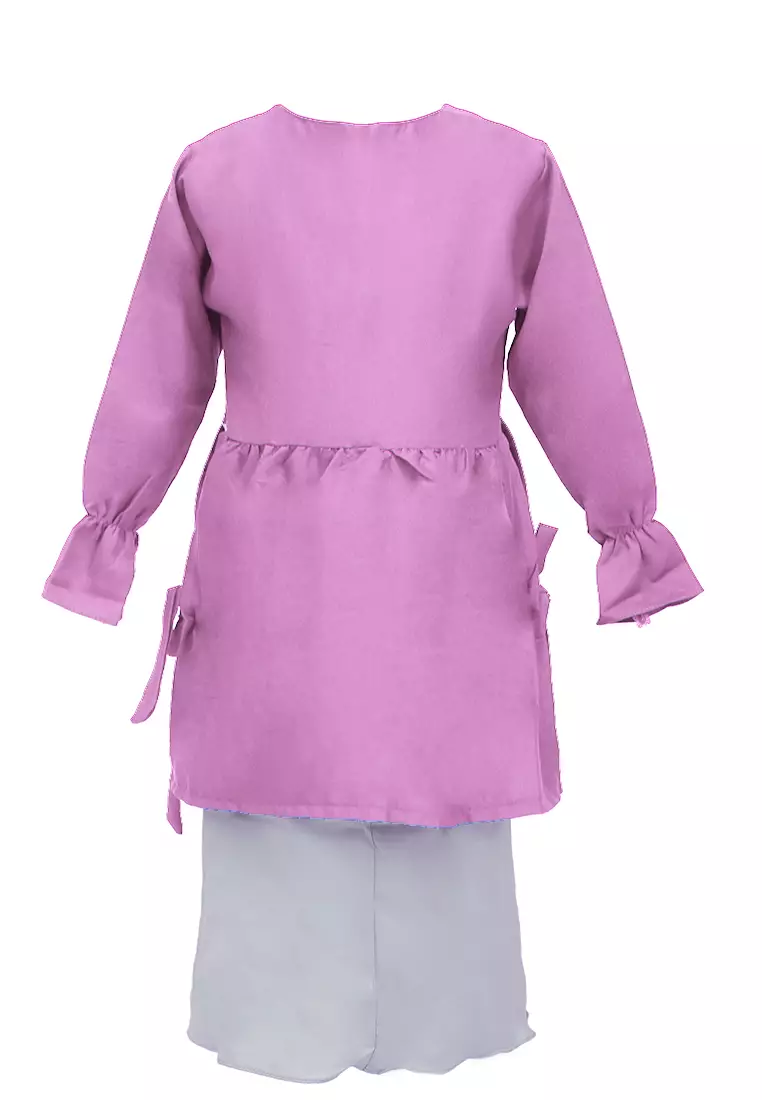Jourell Setelan Gamis Anak Wanita Motif Polos Kids One Set Material Moscrepe ORIGINAL - Pink