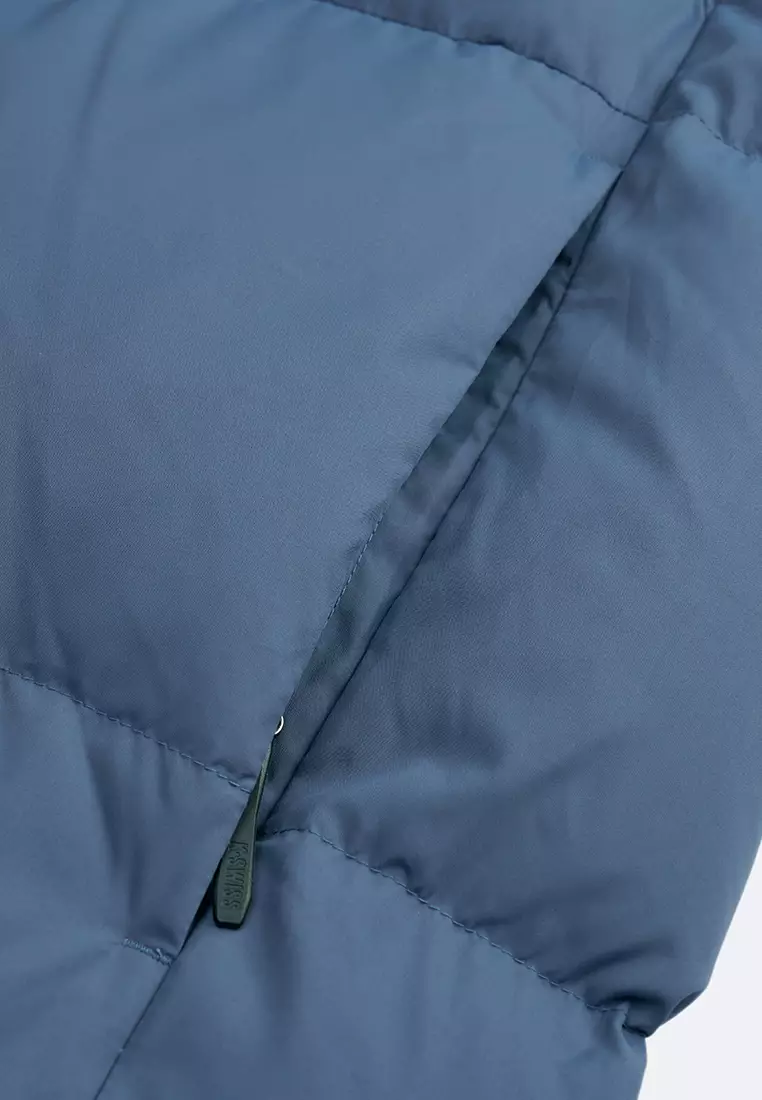 男裝 K-SWISS LOGO 防風長版鵝絨羽絨外套