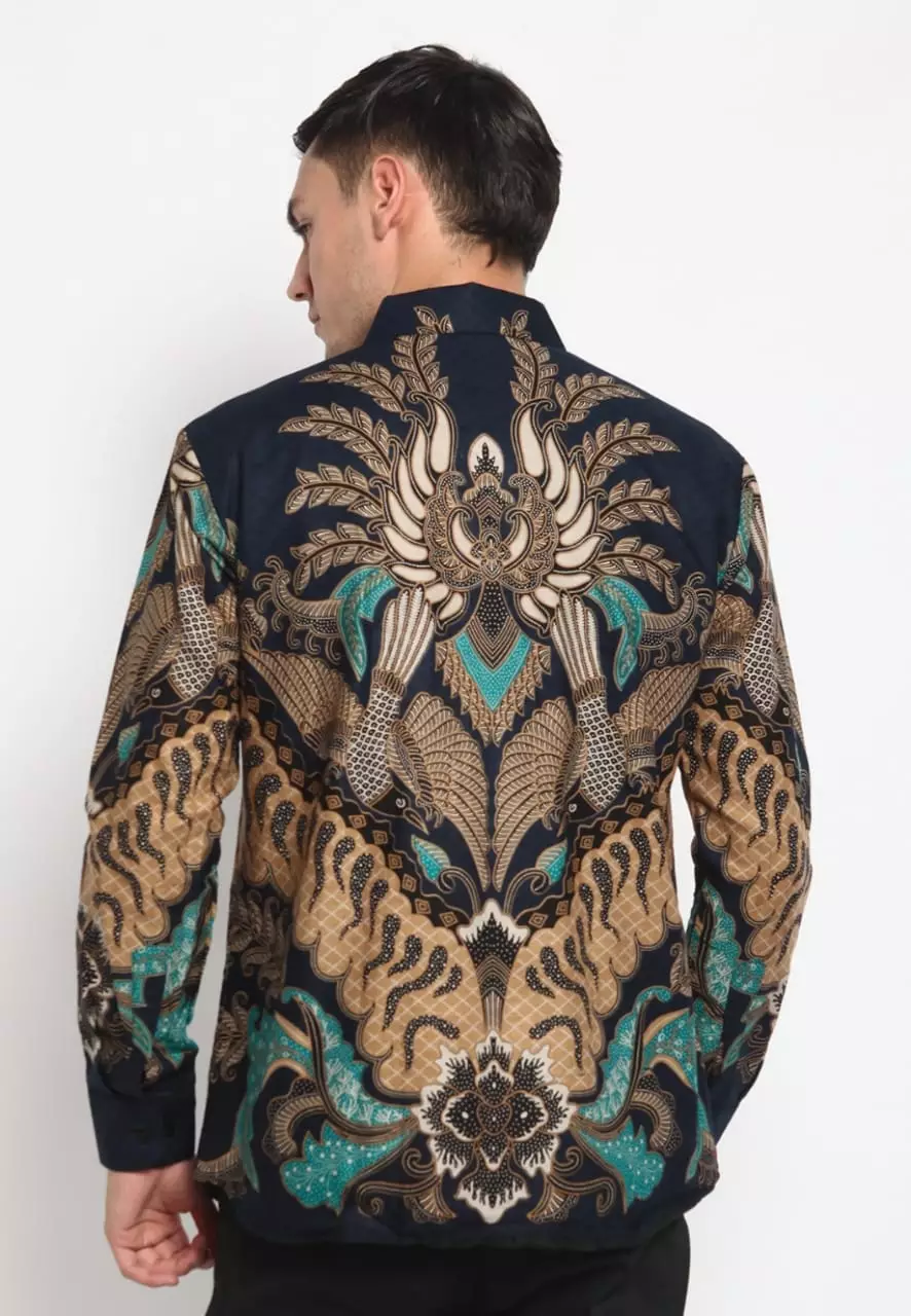 Kemeja Batik Pria Premium Slimfit Elegant Modern Lengan Panjang Mahesa Navy